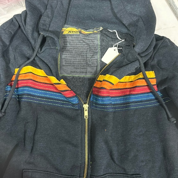 Aviator Nation 5-Stripes Hoodie in Charcoal Made in USA NWT MSRP $190 Size S - Picture 4 of 7